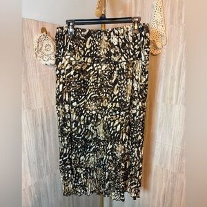 JM Collection Black Brown and Cream  Animal Print Skirt